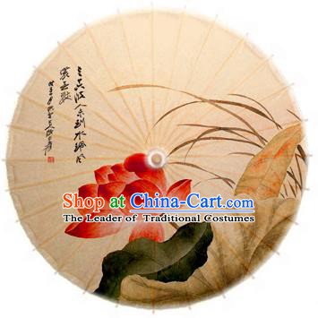 Asian China Dance Umbrella Stage Performance Umbrella Hand Ink Painting Lotus Orchid Oil-paper Umbrellas
