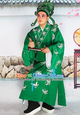Chinese Beijing Opera Niche Costume Green Embroidered Robe, China Beijing Opera Scholar Embroidery Butterfly Clothing