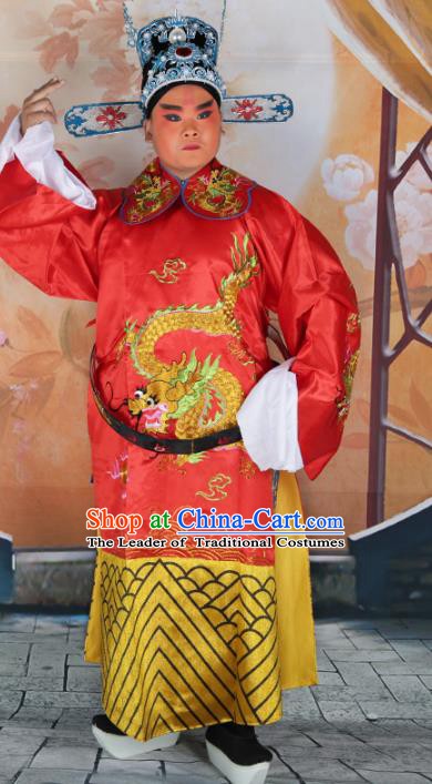 Chinese Beijing Opera Lang Scholar Costume Red Embroidered Robe, China Peking Opera Prince Embroidery Clothing