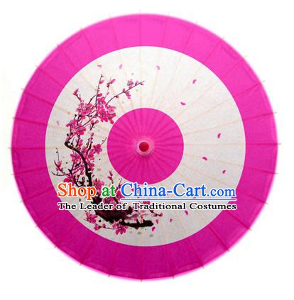 Asian China Dance Handmade Umbrella Ink Painting Plum Blossom Rosy Oil-paper Umbrella Stage Performance Props Umbrellas