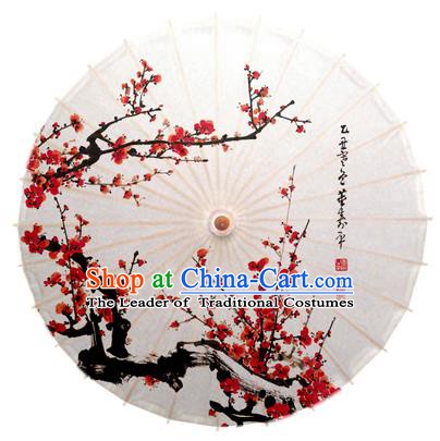 China Traditional Dance Handmade Umbrella Ink Painting Red Plum Blossom Oil-paper Umbrella Stage Performance Props Umbrellas