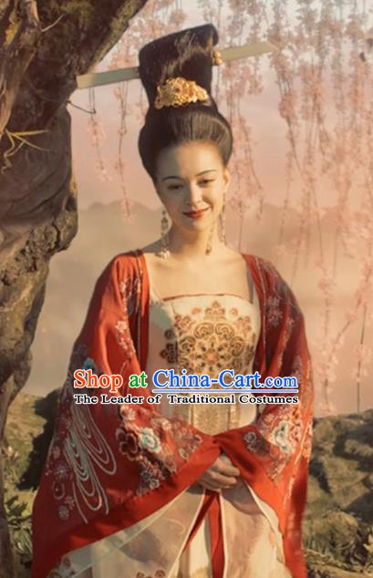 Traditional Chinese Ancient Tang Dynasty Imperial Concubine Embroidered Wedding Costume for Women