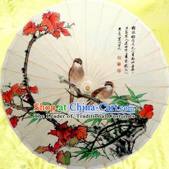 Handmade China Traditional Dance Painting Red Leaf Umbrella Oil-paper Umbrella Stage Performance Props Umbrellas