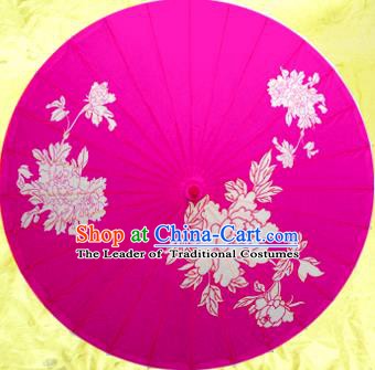 Handmade China Traditional Dance Painting Peony Rosy Umbrella Oil-paper Umbrella Stage Performance Props Umbrellas