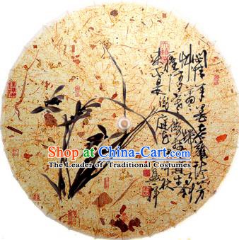 Handmade China Traditional Folk Dance Umbrella Painting Orchid Oil-paper Umbrella Stage Performance Props Umbrellas