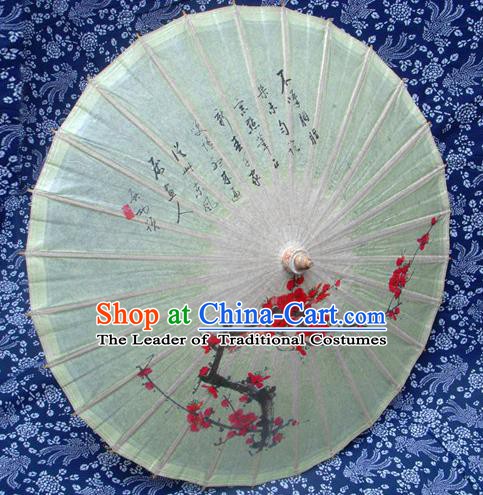 Handmade China Traditional Folk Dance Umbrella Painting Red Wintersweet Oil-paper Umbrella Stage Performance Props Umbrellas