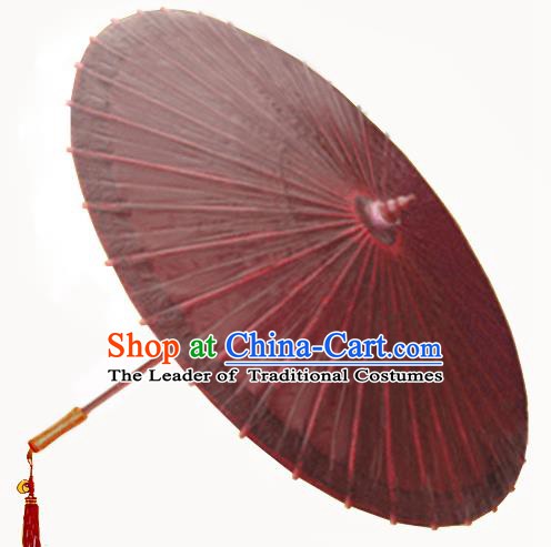 China Traditional Folk Dance Paper Umbrella Hand Painting Wine Red Oil-paper Umbrella Stage Performance Props Umbrellas