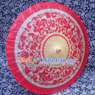Handmade China Traditional Folk Dance Umbrella Stage Performance Props Umbrellas Printing Wedding Red Oil-paper Umbrella