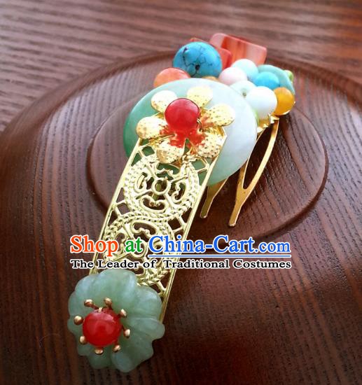 Traditional Handmade Chinese Ancient Classical Hair Accessories Hairpins Jade Hair Comb for Women