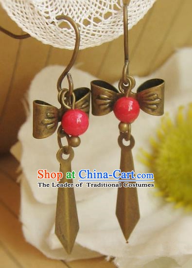 Traditional Handmade Chinese Ancient Princess Hanfu Bowknot Eardrop Classical Earrings for Women
