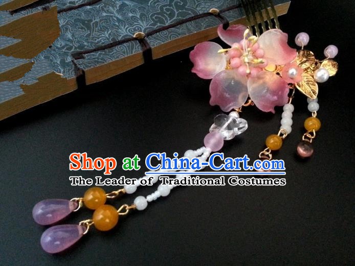 Handmade Traditional Chinese Classical Hair Accessories Ancient Bride Hanfu Tassel Hair Comb Hairpins for Women