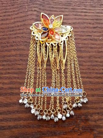 Traditional Handmade Chinese Classical Hair Accessories Ancient Princess Golden Hairpins Hair Comb Headwear for Women