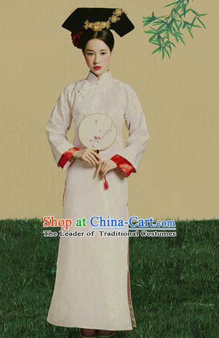 Traditional Chinese Qing Dynasty Palace Lady Costume, China Ancient Manchu Princess Clothing and Headpiece Complete Set
