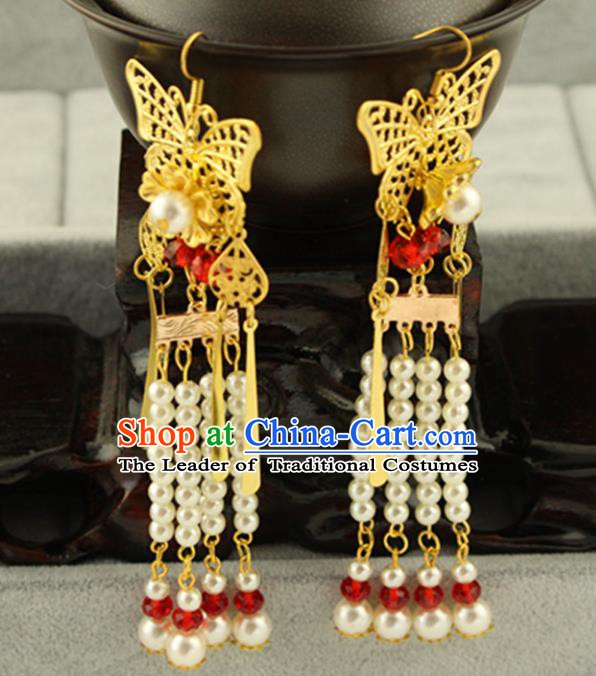 Asian Chinese Traditional Handmade Jewelry Accessories Hanfu Classical Butterfly Earrings for Women