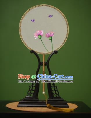 Traditional Chinese Crafts Suzhou Embroidery Silk Fan, China Palace Fans Princess Embroidered Flowers Fans for Women