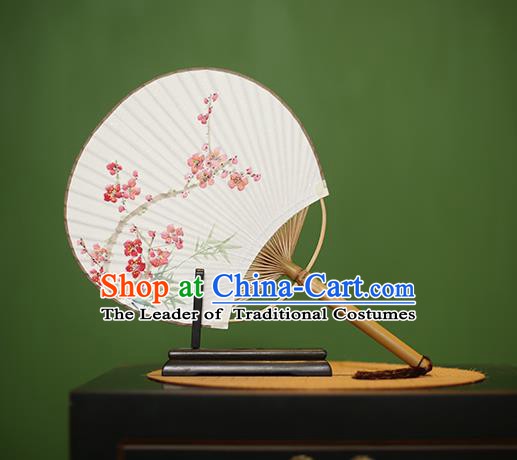 Traditional Chinese Crafts Printing Peach Blossom Paper Fan, China Palace Fans Princess Round Fans for Women