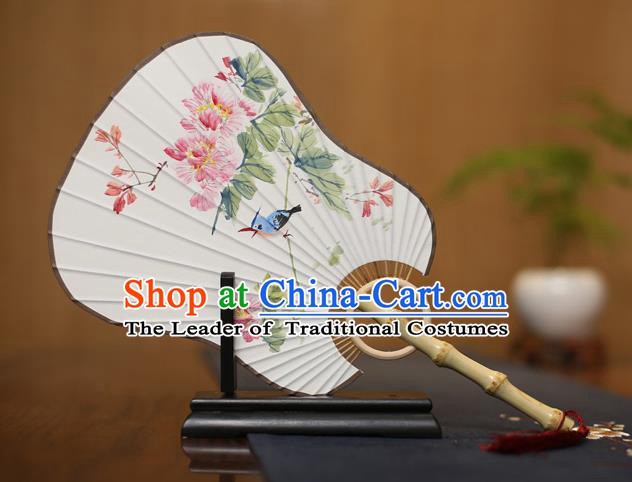 Traditional Chinese Crafts Ink Painting Flowers Paper Fan, China Palace Princess Fans for Women