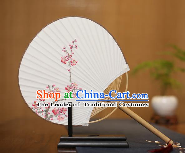 Traditional Chinese Crafts Ink Painting Wintersweet Paper Fan, China Palace Princess Fans for Women