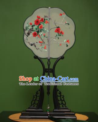 Traditional Chinese Crafts Suzhou Embroidery Flowers Palace Fan, China Princess Embroidered Silk Fans for Women