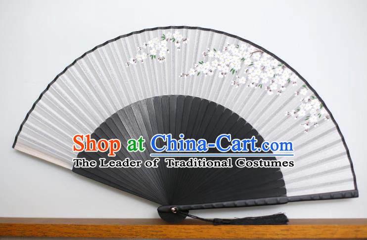 Traditional Chinese Crafts Printing Peach Blossom Classical Folding Fan, China Handmade Silk Fans for Women