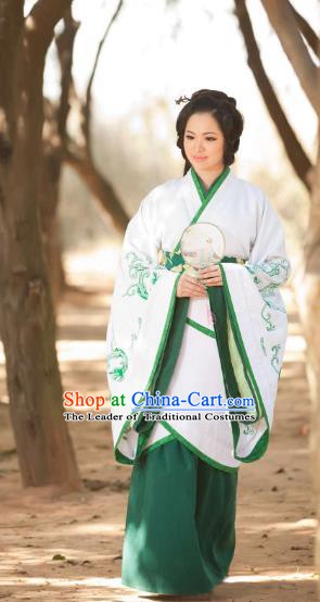 Traditional Chinese Han Dynasty Princess Hanfu Clothing, China Ancient Palace Lady Costume for Women