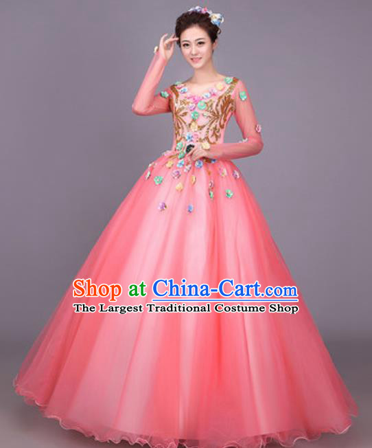 Professional Opening Dance Costume Stage Performance Modern Dance Pink Dress for Women