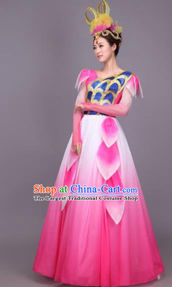 Chinese Traditional Classical Dance Costume Folk Dance Pink Dress for Women