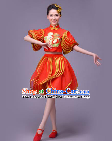 Chinese Classical Dance Costume Traditional Folk Dance Yangko Red Lantern Clothing for Women