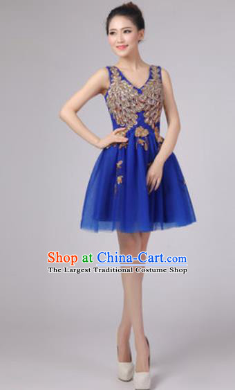 Professional Modern Dance Royalblue Bubble Dress Opening Dance Stage Performance Costume for Women