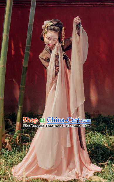 Chinese Ancient Flying Apsara Embroidered Costumes Tang Dynasty Imperial Concubine Hanfu Dress for Women