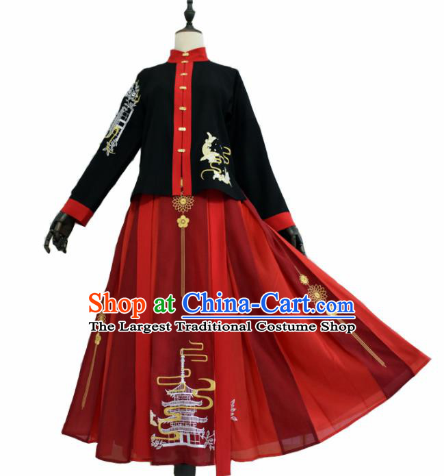 Chinese Ancient Palace Lady Hanfu Han Dynasty Imperial Concubine Queen Embroidered Historical Costumes