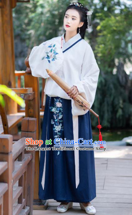 Chinese Ancient Ming Dynasty Costumes Embroidered Hanfu Dress for Women