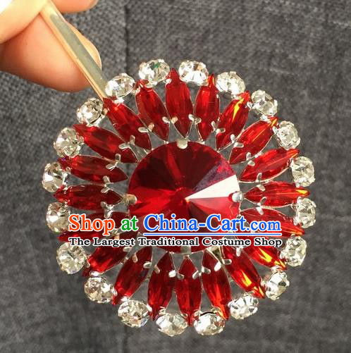 Chinese Ancient Princess Red Crystal Hairpins Traditional Peking Opera Diva Hair Accessories for Women