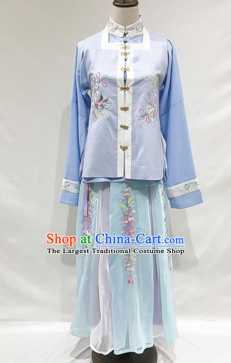 Ancient Chinese Ming Dynasty Nobility Lady Blue Hanfu Dress Historical Costumes for Women