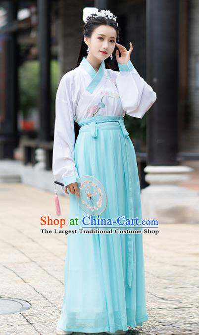 Ancient Chinese Ming Dynasty Princess Historical Costumes Nobility Lady Green Hanfu Dress for Women