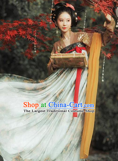 Chinese Traditional Tang Dynasty Imperial Concubine Historical Costumes Ancient Peri Hanfu Dress for Women