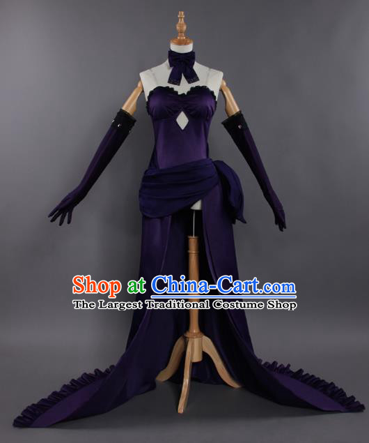 Chinese Traditional Cosplay Female Knight Costumes Ancient Swordswoman Purple Dress for Women