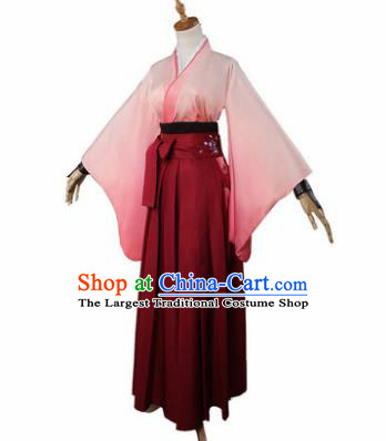 Top Grade Japanese Cosplay Kimono Costumes Chinese Ancient Swordswoman Dress for Women