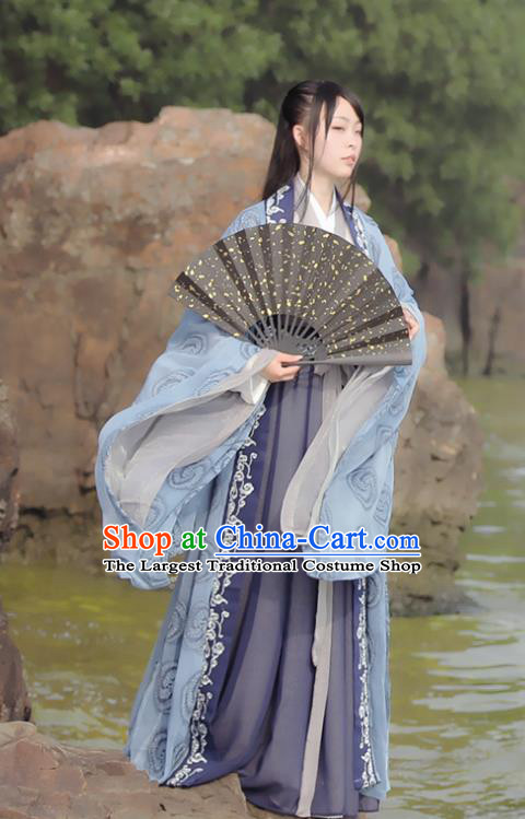 Chinese Ancient Swordswoman Historical Costumes Jin Dynasty Princess Hanfu Dress for Women