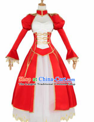 Top Grade Cosplay Queen Costumes Ancient Swordswoman Red Dress for Women