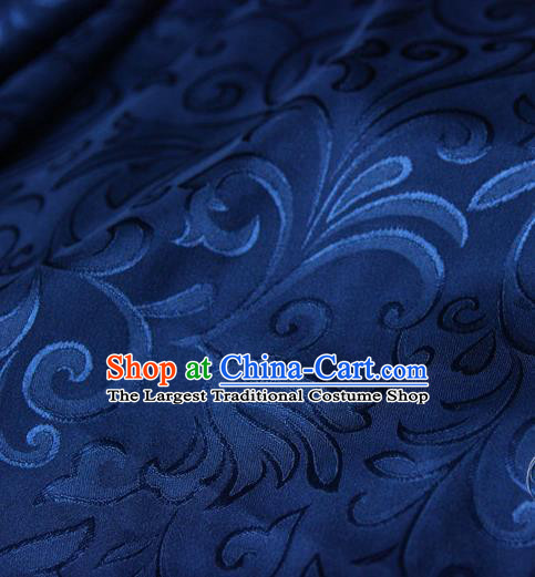 Asian Chinese Traditional Pattern Fabric Navy Brocade Silk Fabric Drapery Material