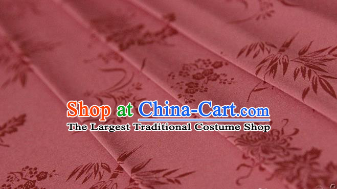 Asian Chinese Traditional Pattern Watermelon Red Silk Fabric Ancient Hanfu Jacquard Brocade Fabric Drapery Material