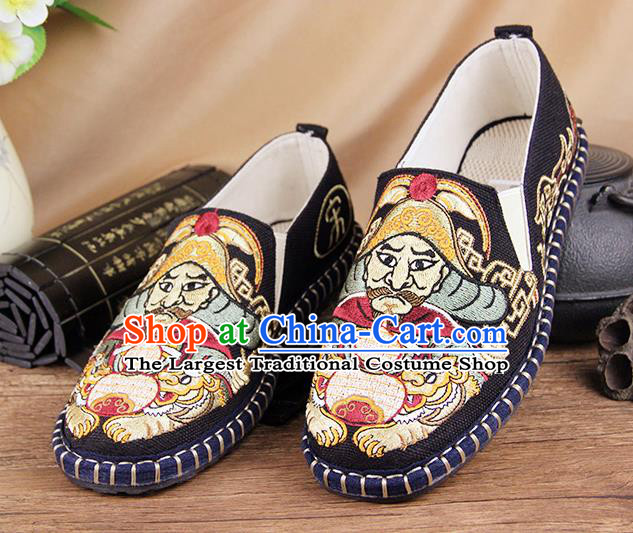 Chinese National Shoes Traditional Cloth Shoes Embroidery Black Shoes for Men