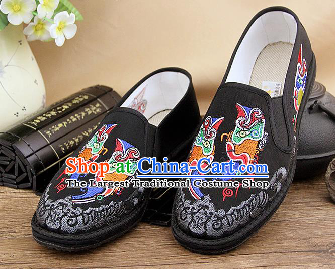 Chinese National Shoes Traditional Black Cloth Shoes Embroidery Shoes for Men