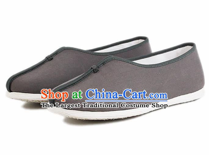 Chinese National Grey Cloth Shoes Traditional Martial Arts Shoes Monk Shoes for Men