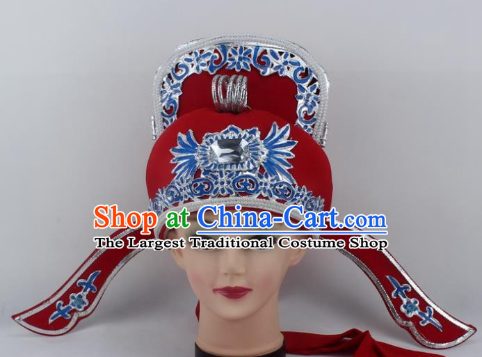 Chinese Traditional Peking Opera Niche Hats Ancient Scholar Red Hat for Men