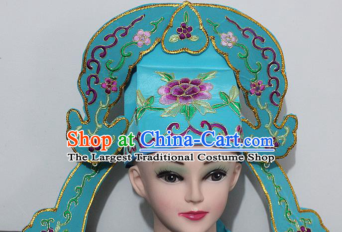 Chinese Traditional Peking Opera Niche Hats Ancient Nobility Childe Green Hat for Men