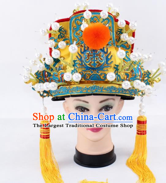 Chinese Traditional Peking Opera Emperor Helmet Ancient Prime Minister Hat for Men