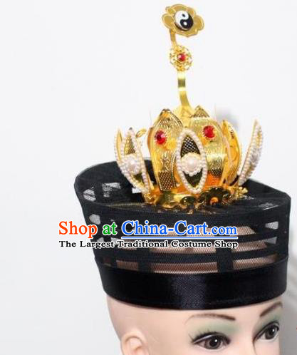 Chinese Traditional Peking Opera Hair Accessories Ancient Taoist Hairpins Lotus Crown for Men