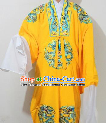 Chinese Traditional Peking Opera Emperor Yellow Embroidered Robe Ancient King Costume for Men
